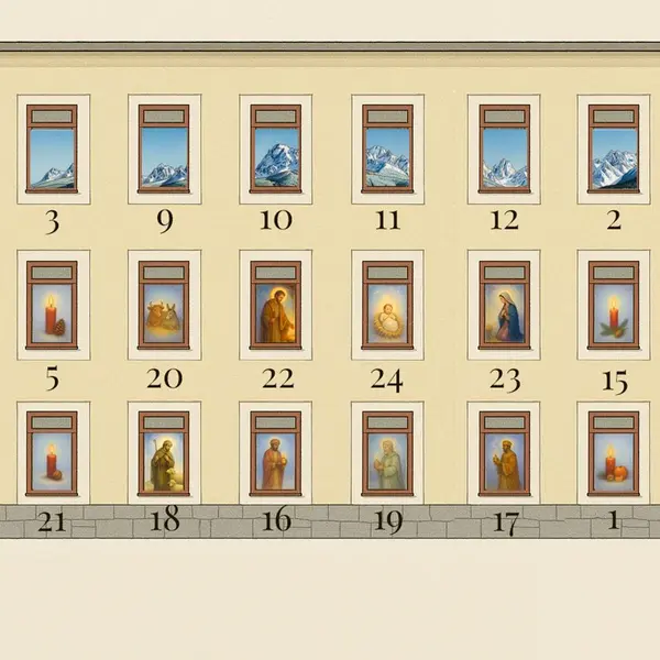 2025 Dezember Konzept für Adventkalender entworfen Titel - Heilige im Advent, Wegbereiter für Weihnachten